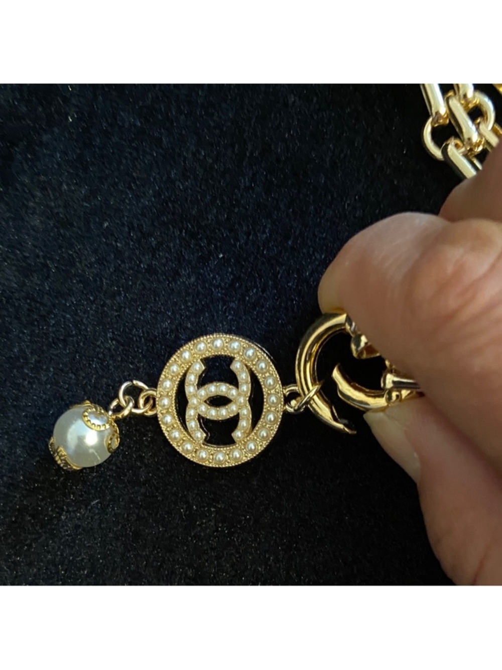 CHANEL Gold-Tone Pearl CC Medallion and Pearl Drop And Chain Necklace - Picture 12 of 12